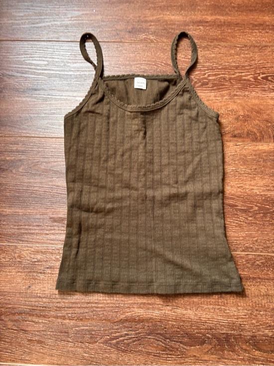 LESET Tops - LESET Olive Pointelle Cami Tank Top